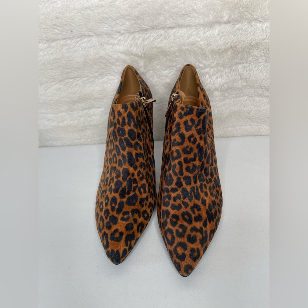 Jessica Simpson 3.5" Stiletto Heels Faux Leopard Print Suede Side Zipper size 9